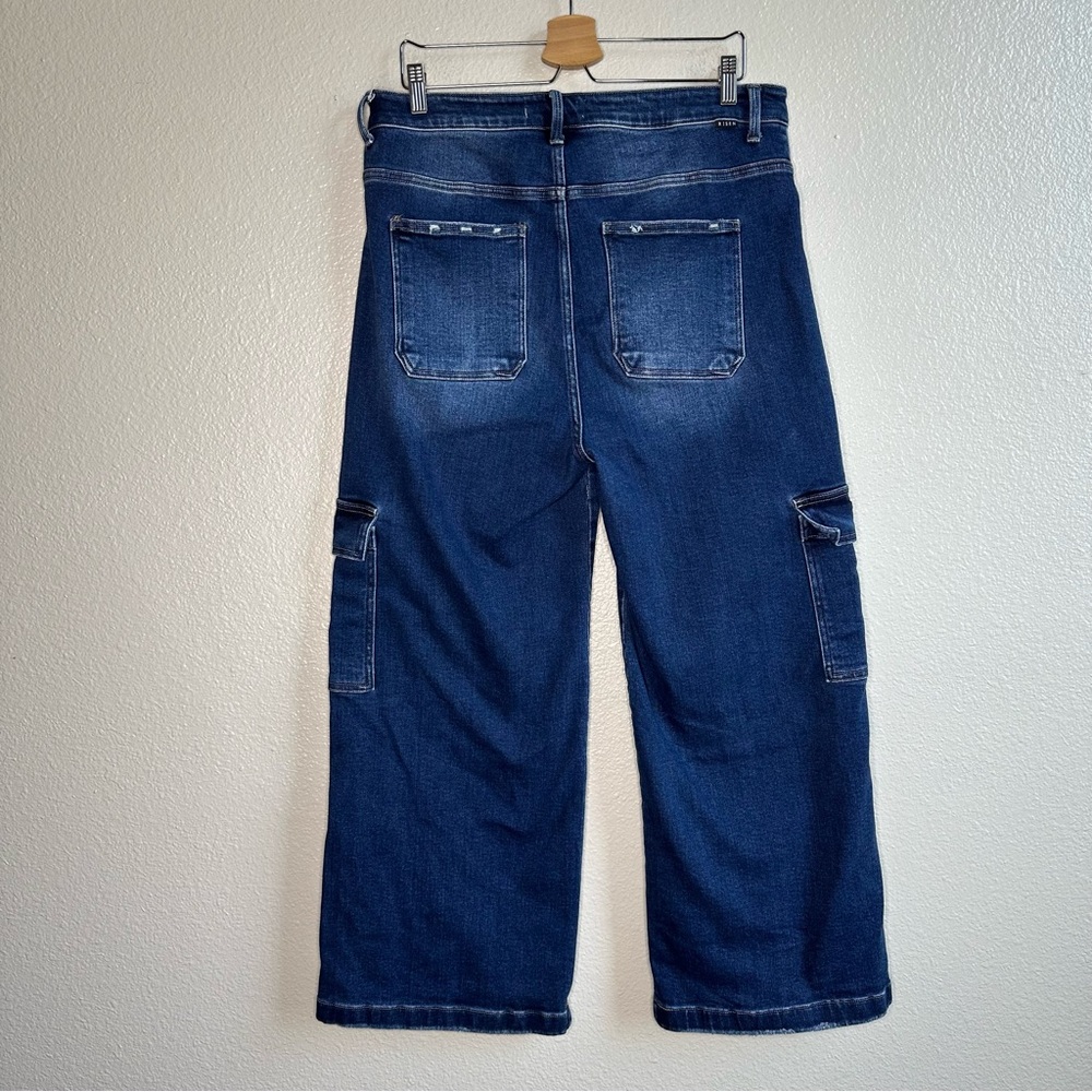 RISEN High Rise Cropped Wide Leg Ankle Pant Blue Women’s Size 1XL - Picture 8 of 11